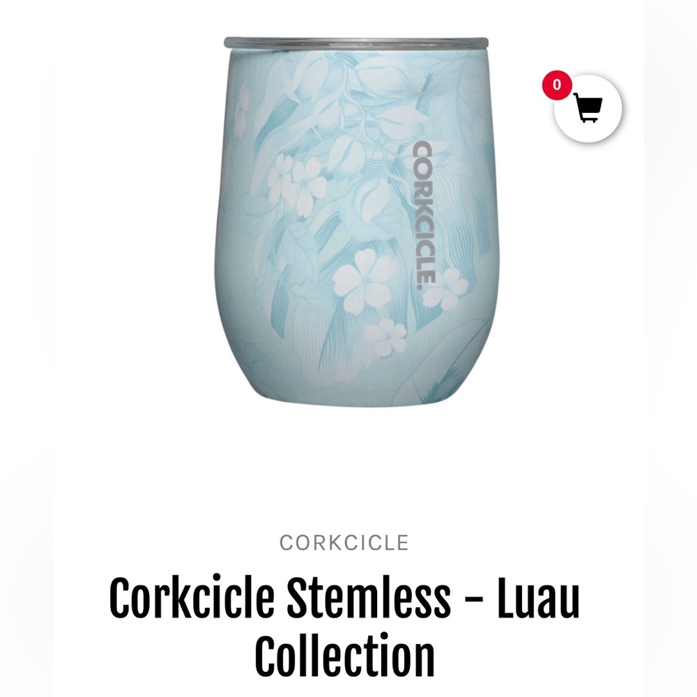 Corkcicle Blue and White Luau Stemless Drinkware